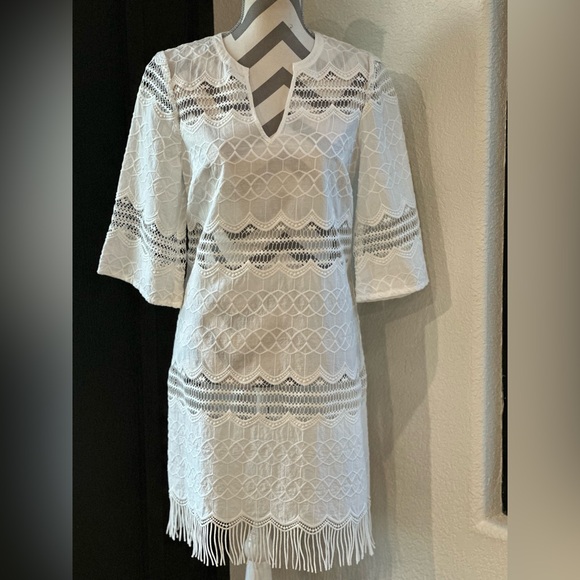 Cabi Majorca Fringe Coverup White Size Small - Picture 2 of 8